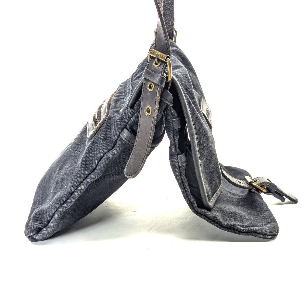 GHURKA Black Denim and Leather Rugged Messenger Crossbody - Picture 7 of 16